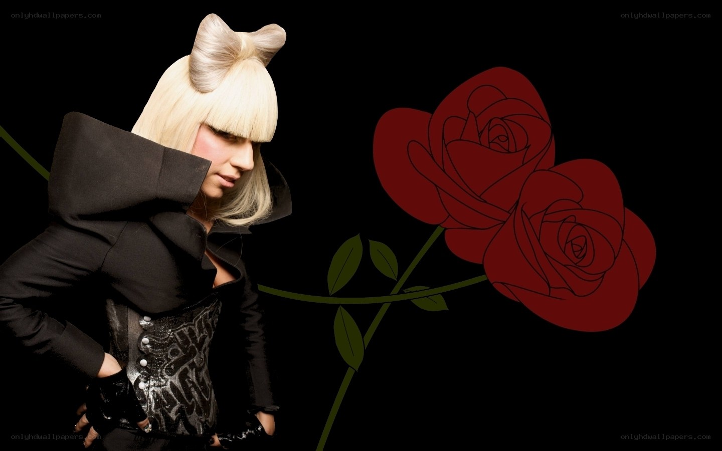 Lady Gaga with red roses