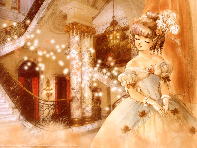 Lady in a grand hall