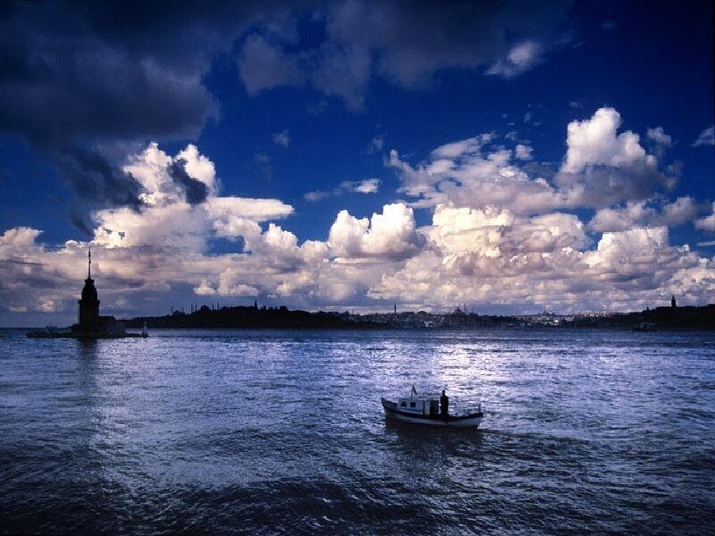Lady's Tower and a boat on the water