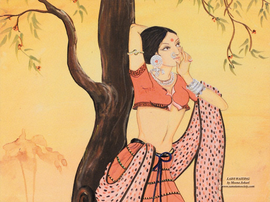 Lady Waiting by a Tree
