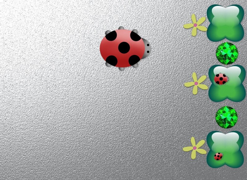 ladybug and flowers on metal