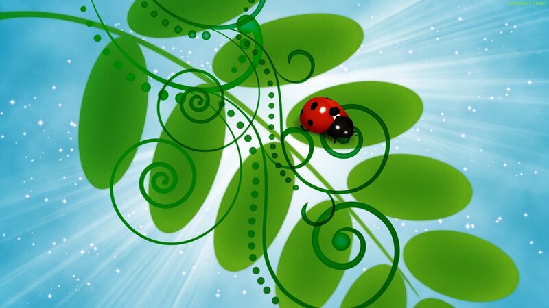 Ladybug on Green Leaf — Serene