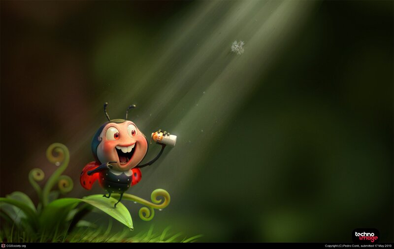 Ladybug with a drink