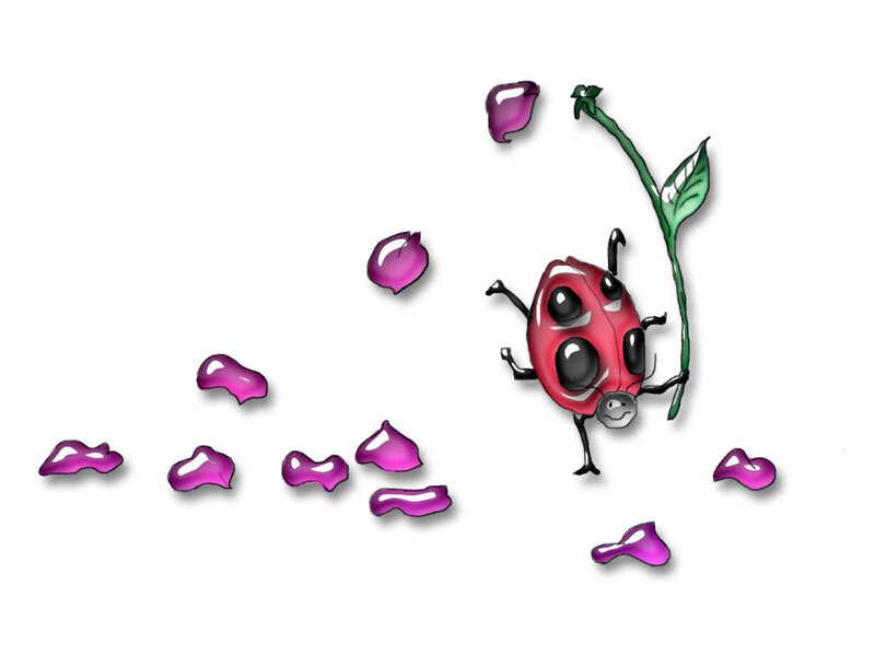 Ladybug with purple petals