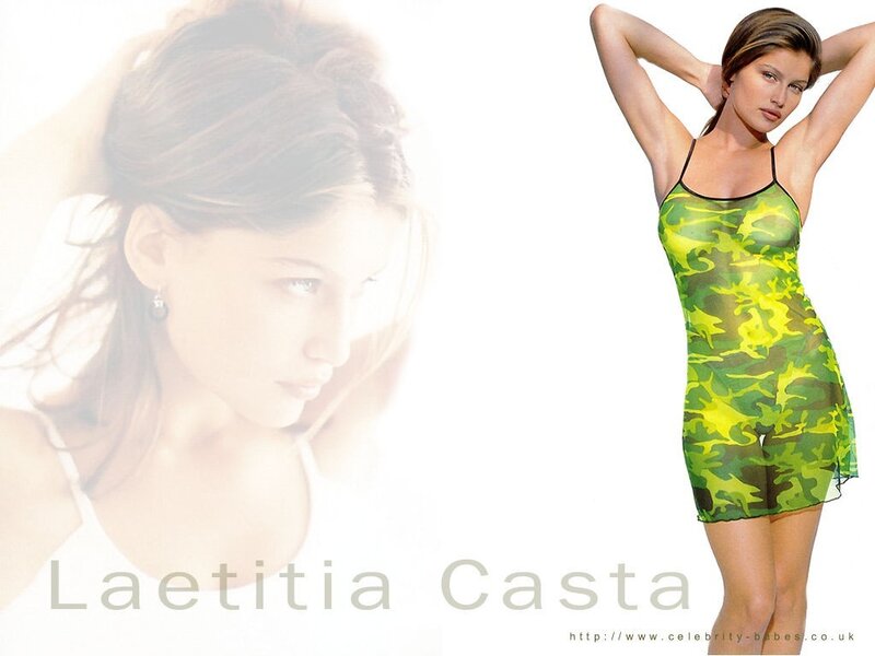 Laetitia Casta in camouflage dress