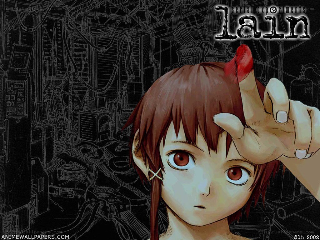Lain anime character with blood