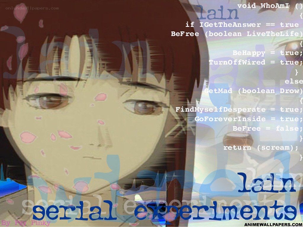 Lain anime character with code