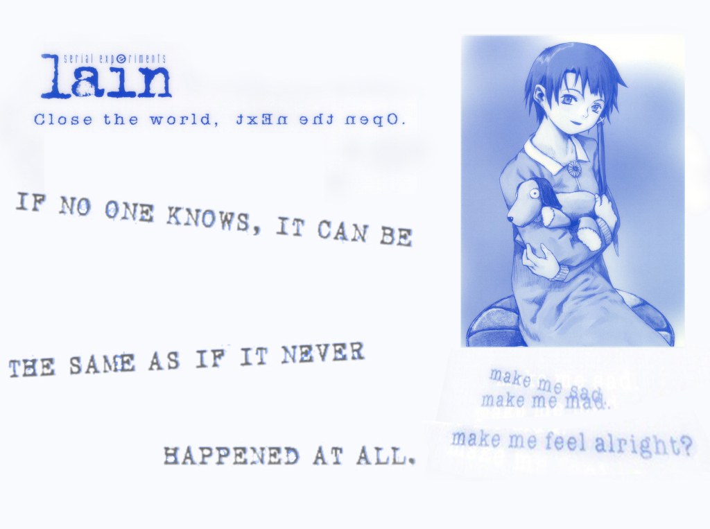 Lain anime character with text
