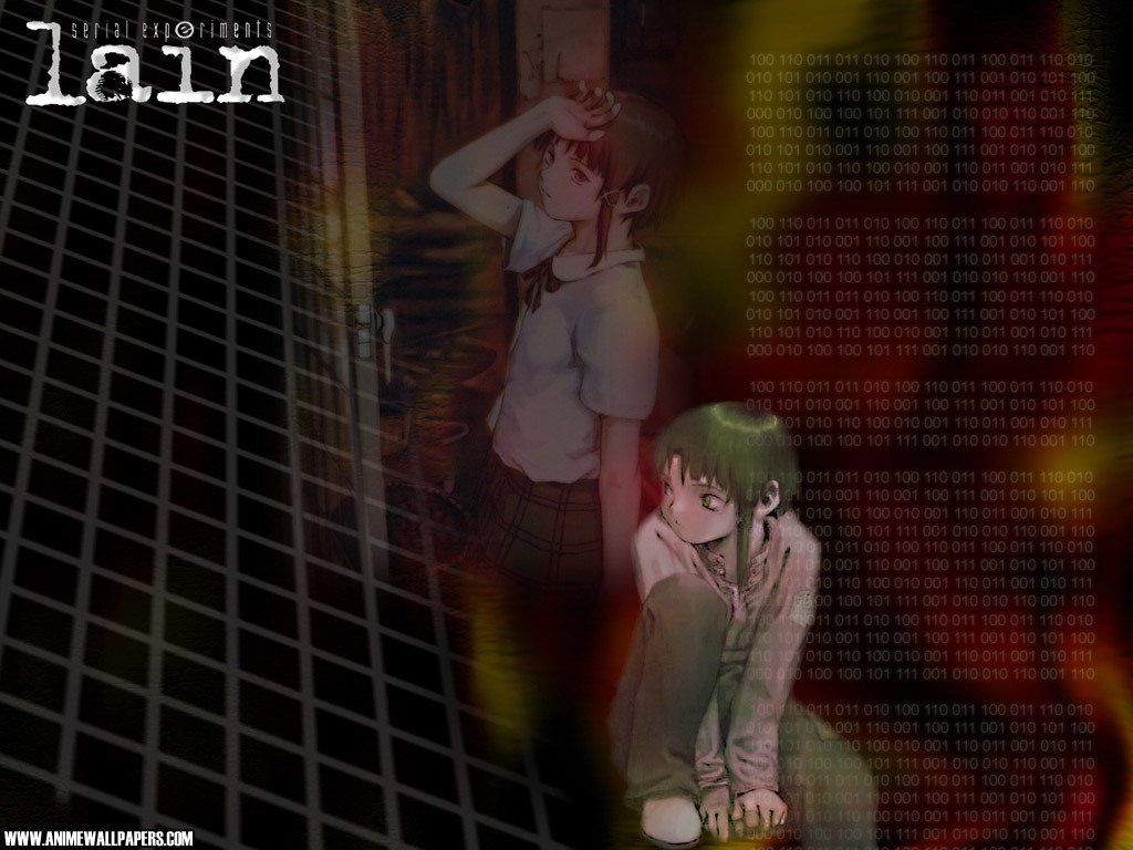 Lain anime scene with binary code