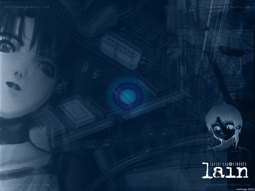 Lain anime scene with circuitry