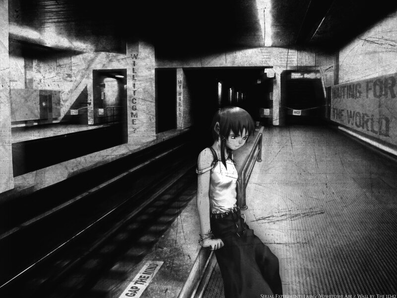 Lain waiting at the station