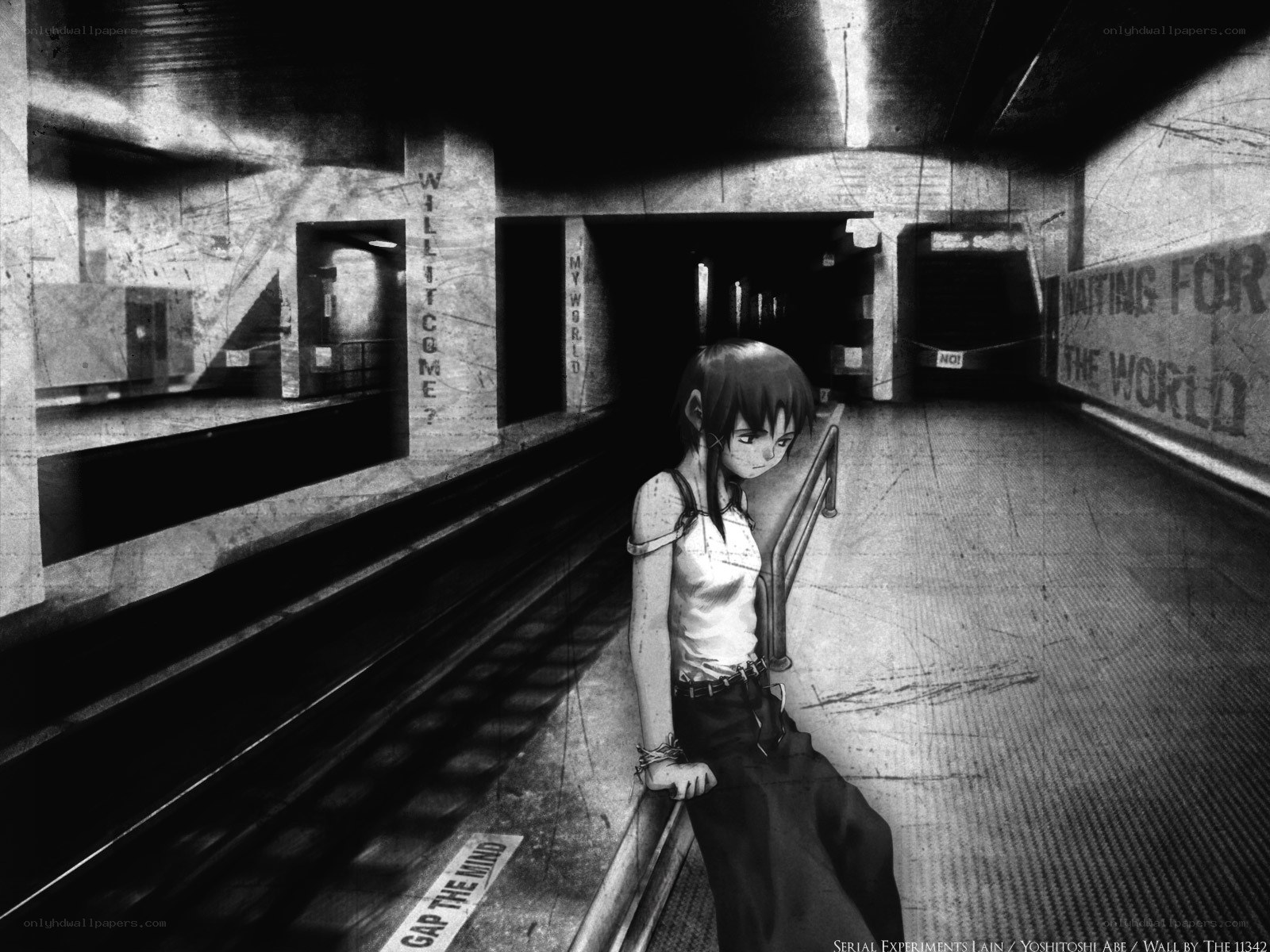 Lain waiting at the station
