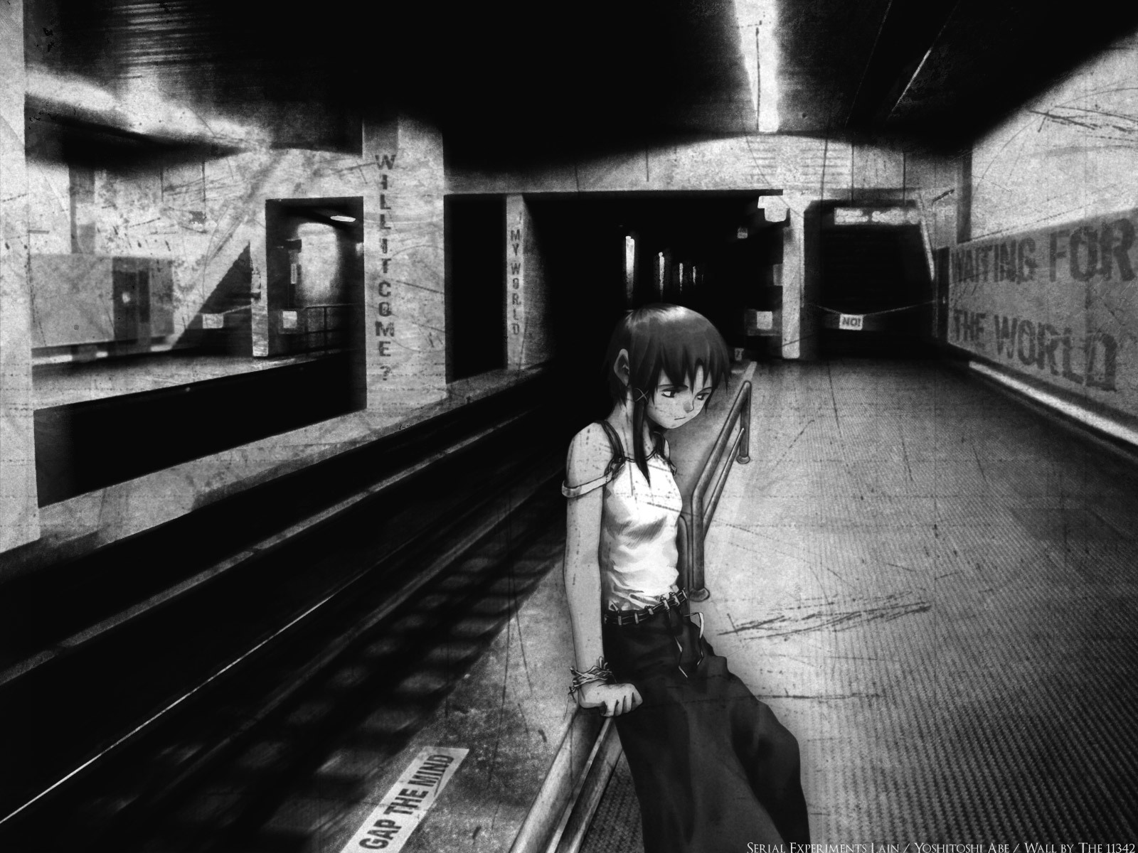 Lain waiting at the station