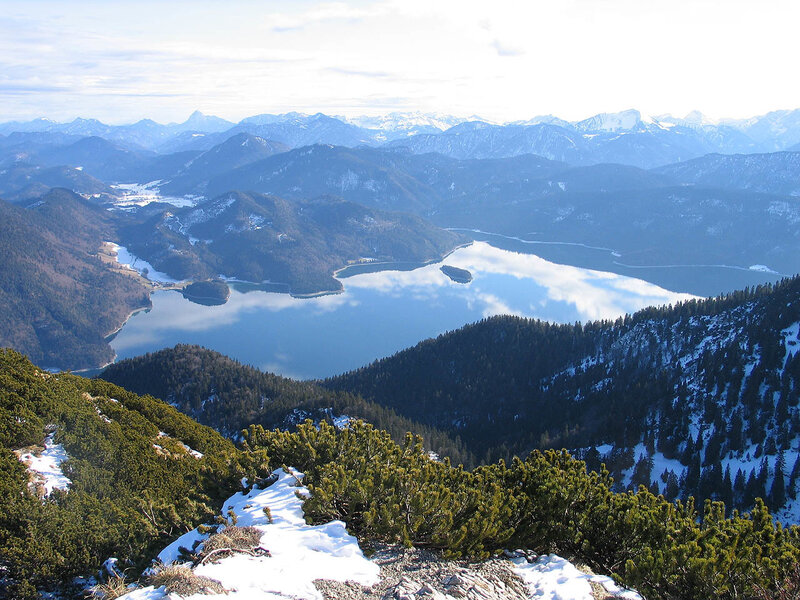 Lake Alpsee from a mountain view