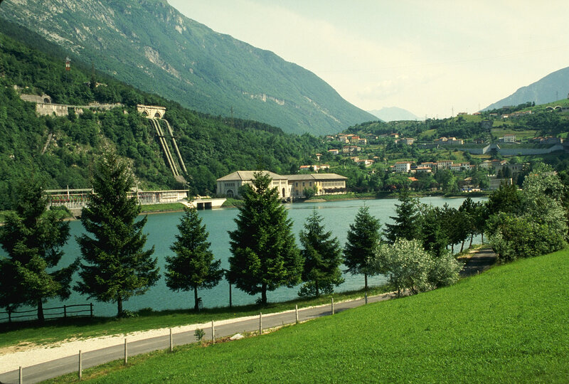 Lake and dam in a mountain valley
