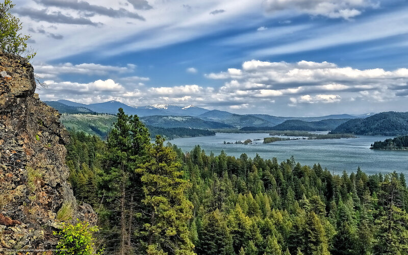 Lake and Forest Landscape — Green, Serene