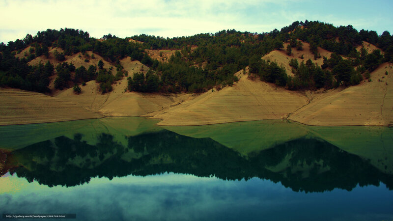 Lake and Forested Hills — Green, Serene