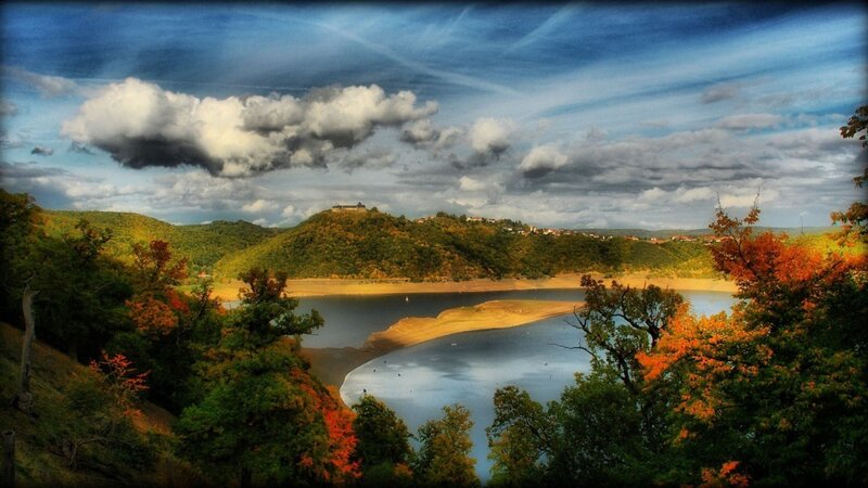 Lake and Hills in Autumn