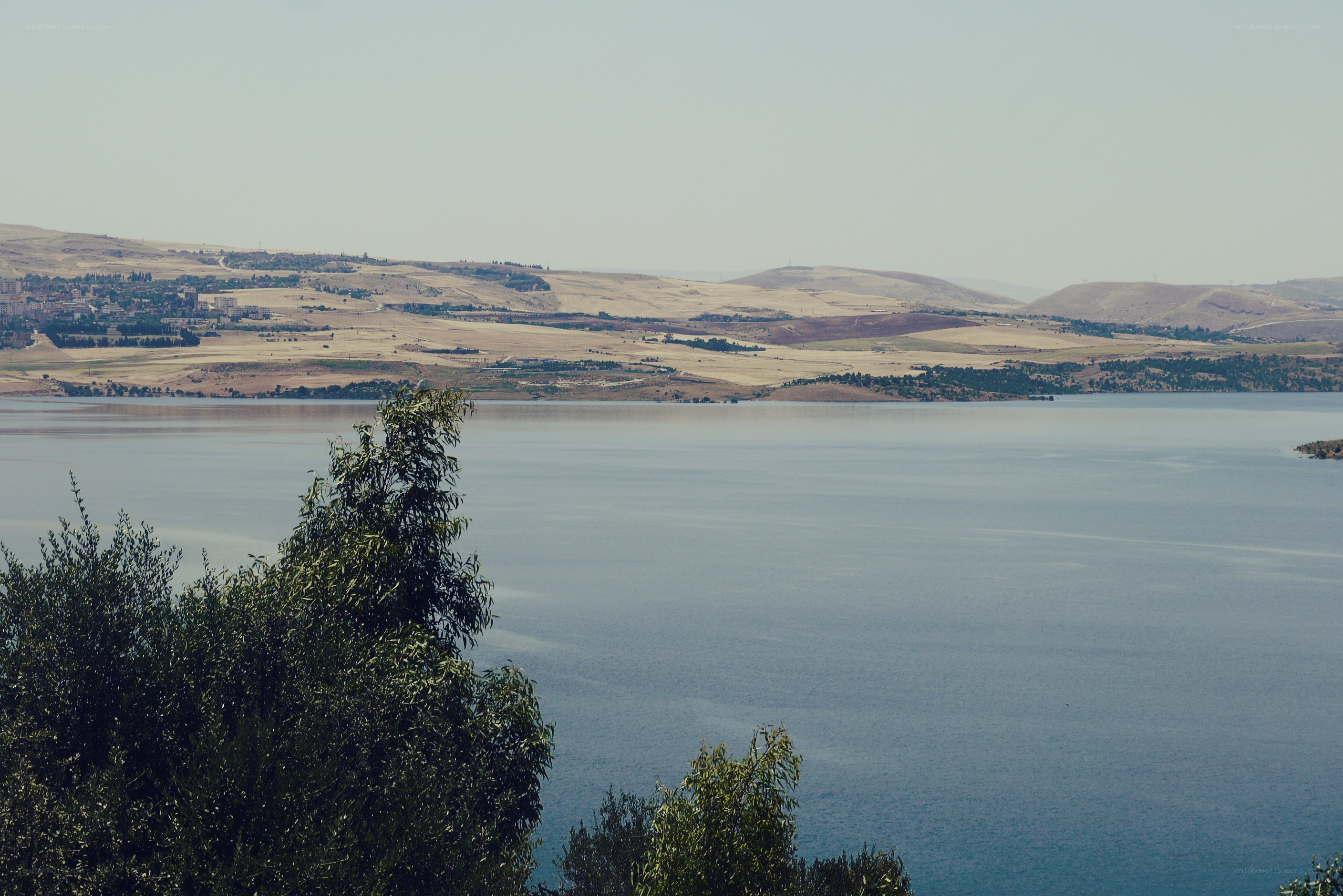 Lake and hills landscape