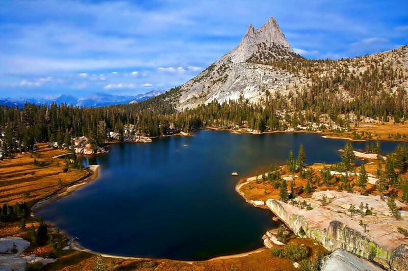 Lake and Mountain Landscape — Blue, Serene, Afternoon