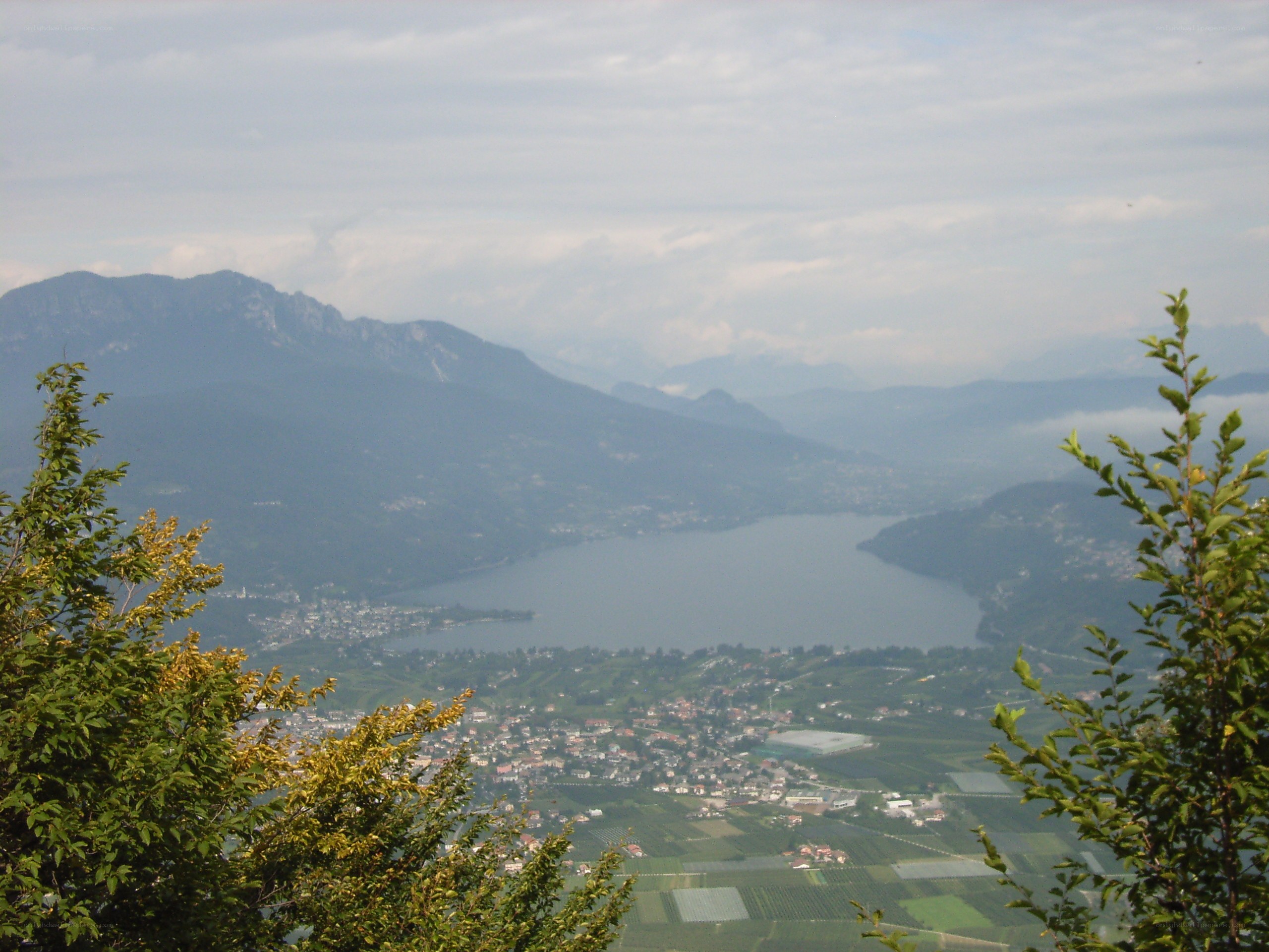 Lake and mountain landscape view