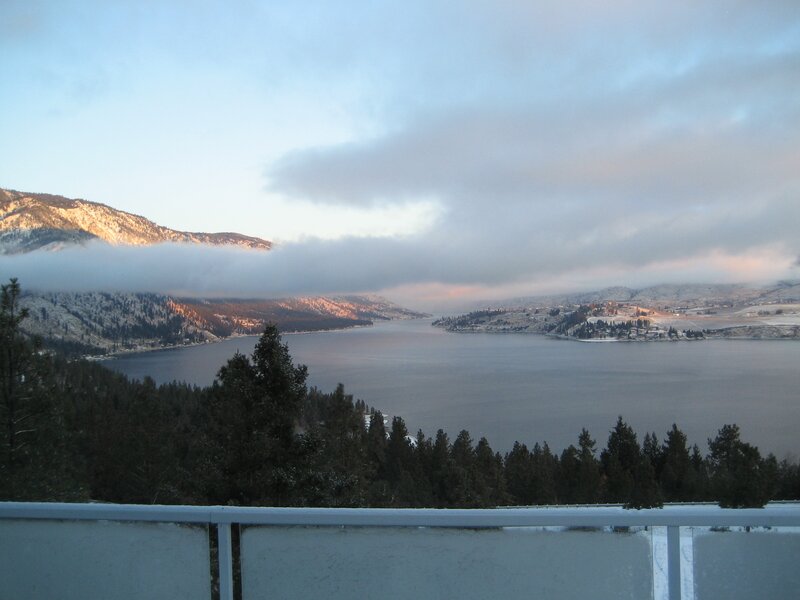 Lake and mountains at dawn