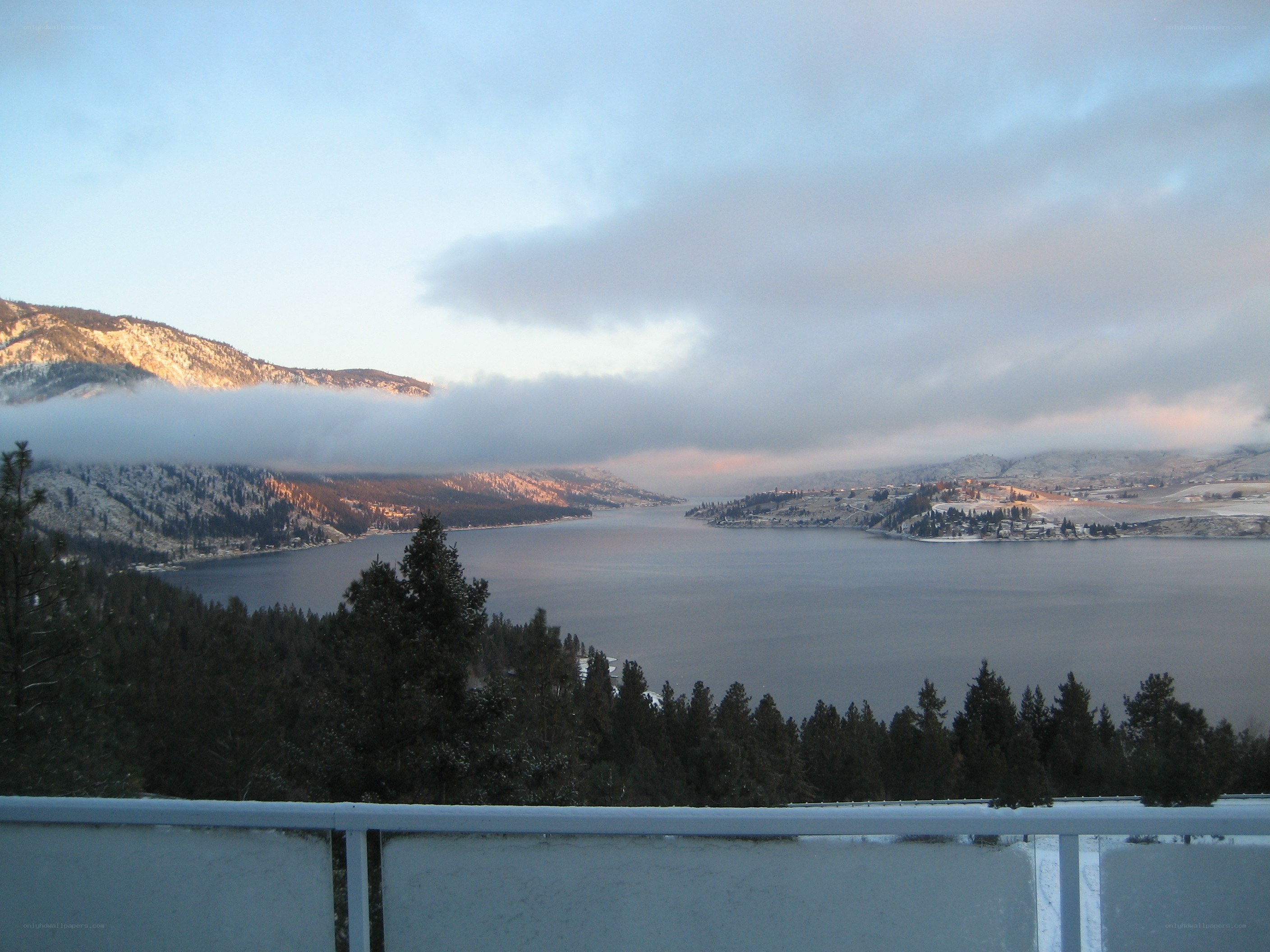 Lake and mountains at dawn