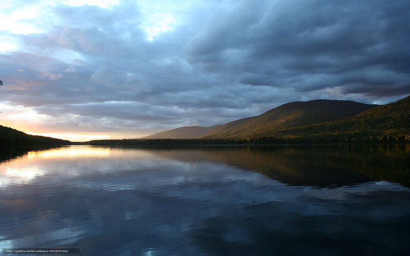 Lake and Mountains at Dusk — Blue, Dramatic, Sunset