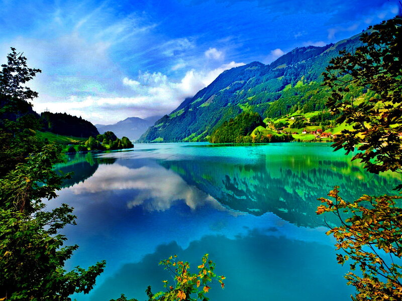 Lake and Mountains — Blue, Serene, Afternoon
