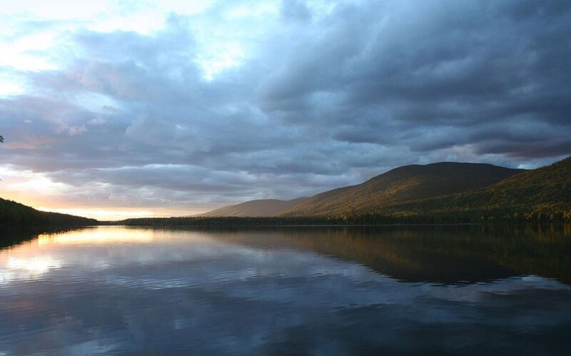 Lake and Mountains — Blue, Serene, Sunset, Photograph, Sky