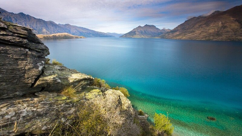 Lake and Mountains — Blue, Serene