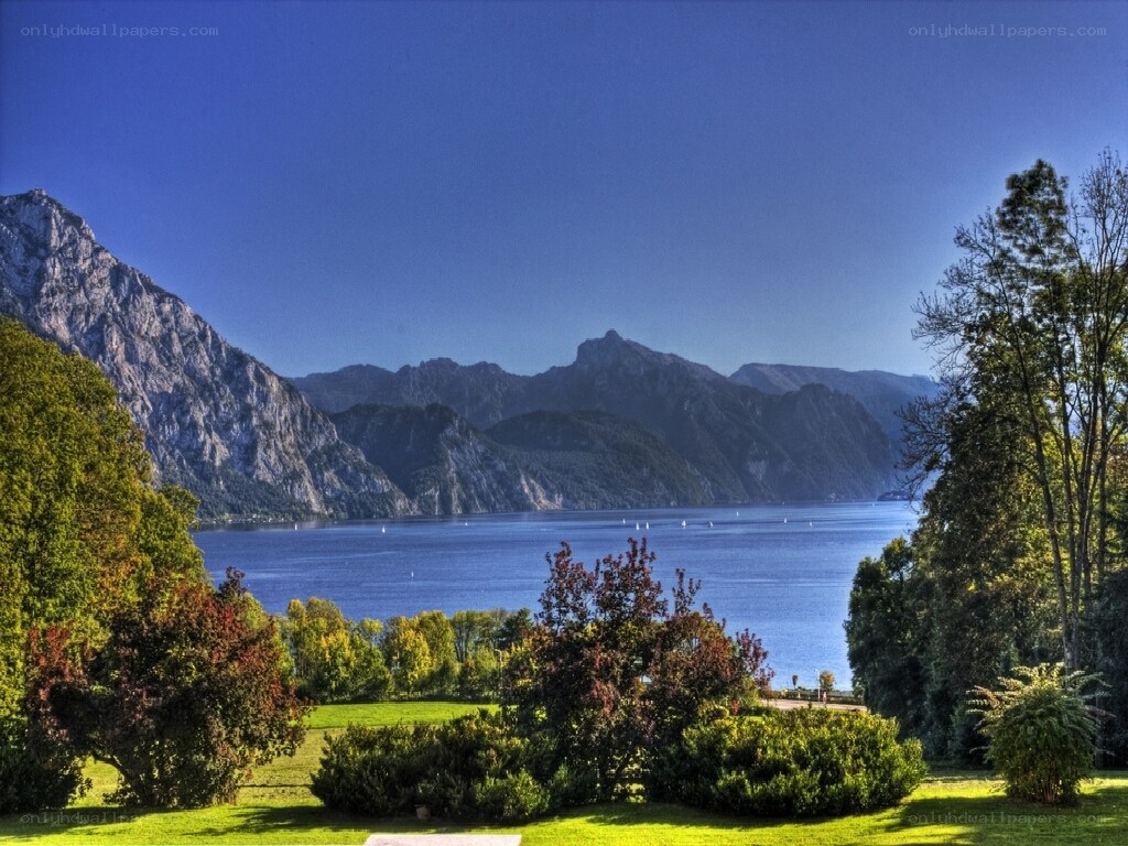 Lake and mountains landscape