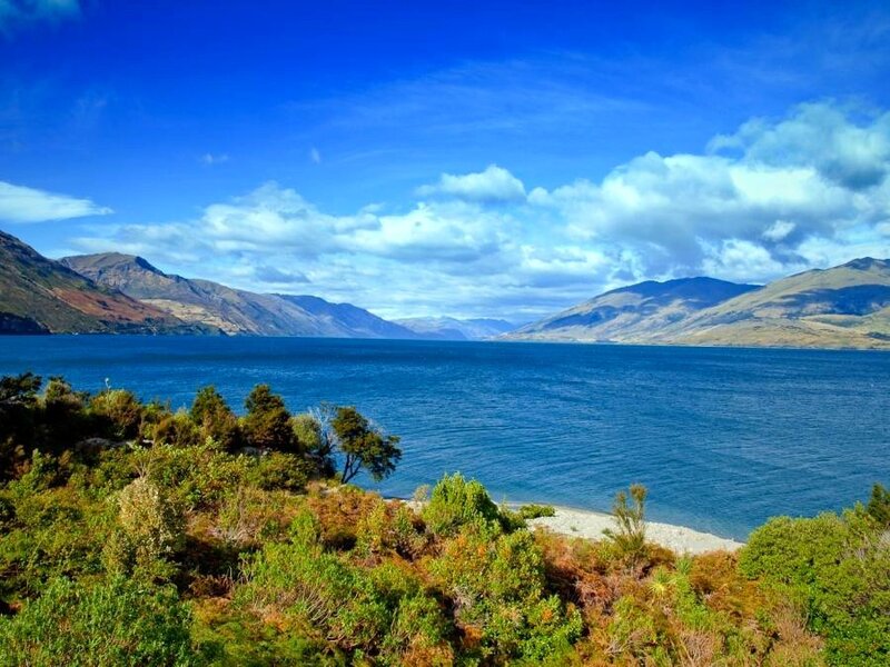 Lake and mountains landscape
