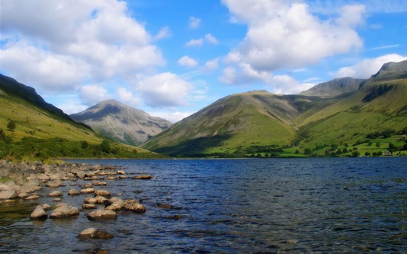 Lake and mountains landscape