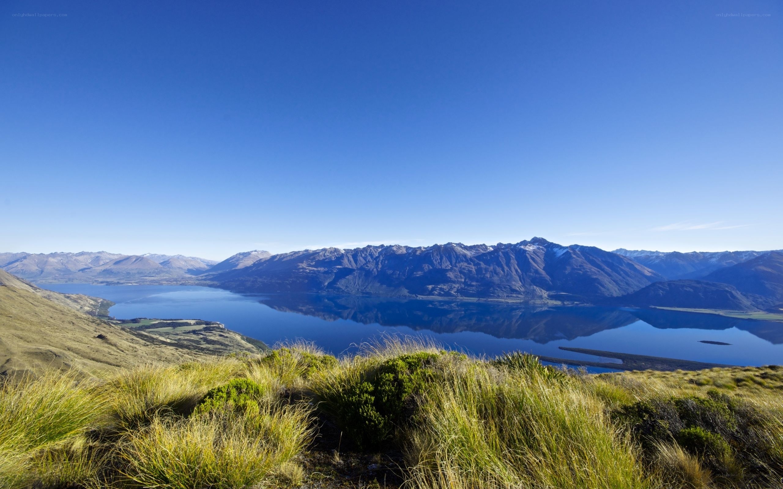 Lake and mountains landscape