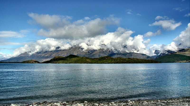 Lake and mountains landscape