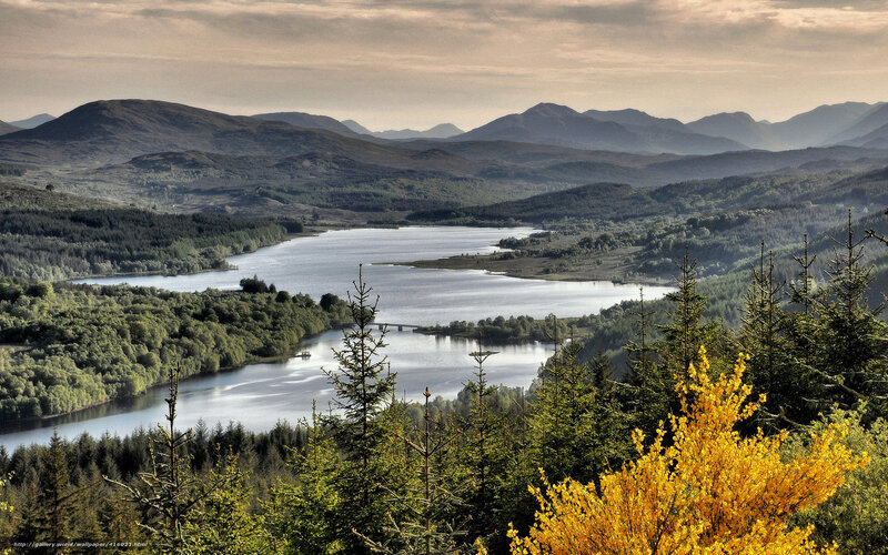 Lake and mountains landscape