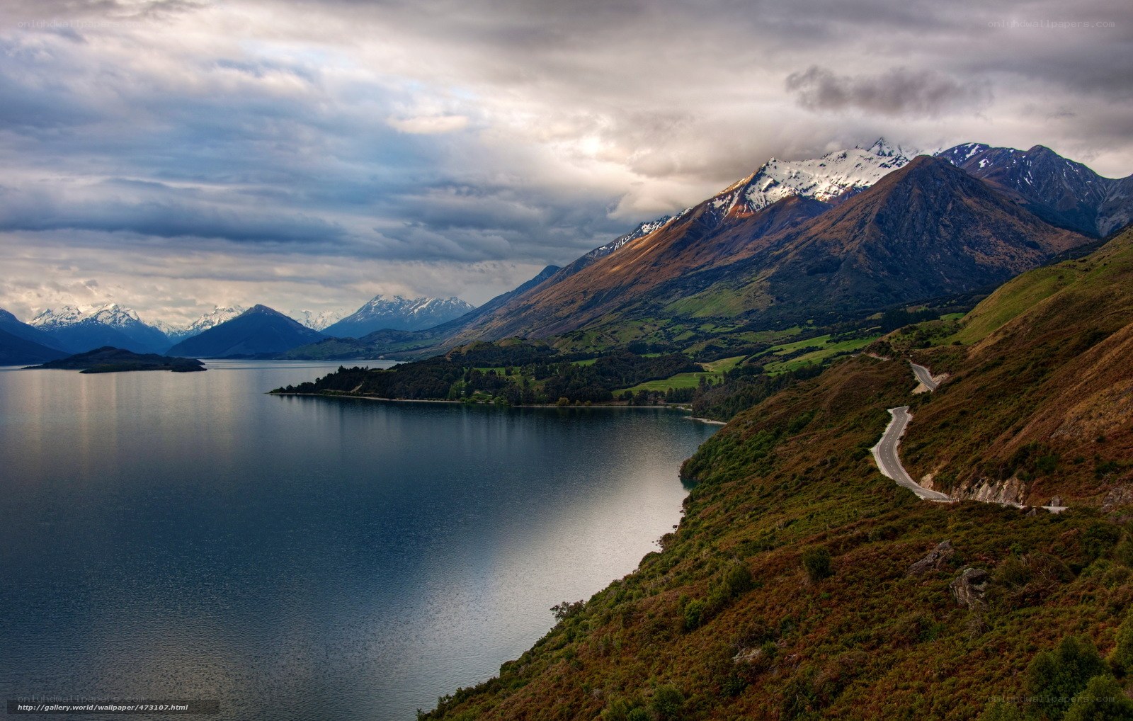 Lake and mountains landscape