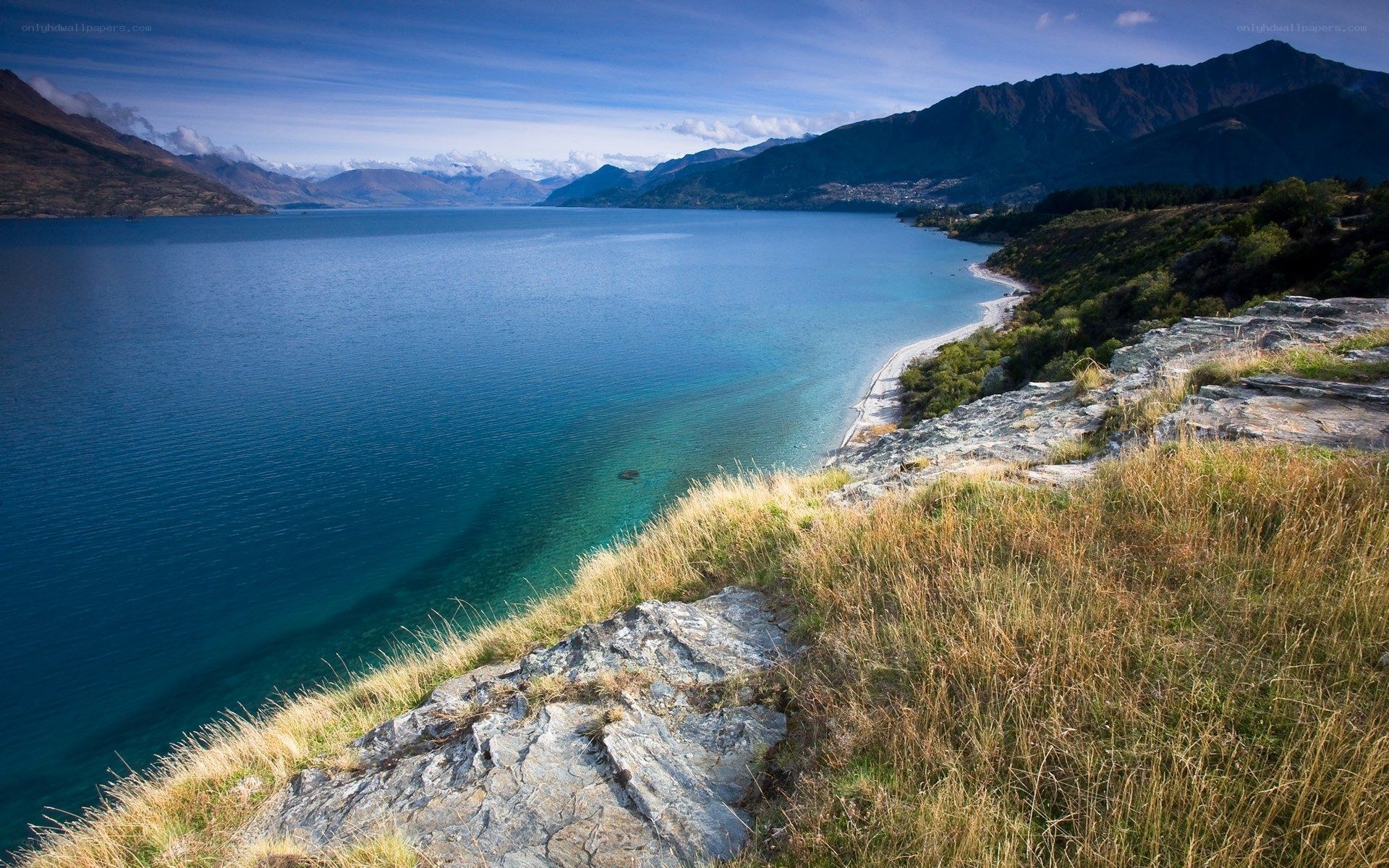 Lake and mountains landscape