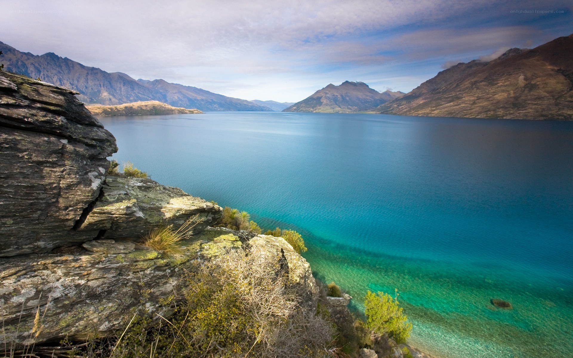 Lake and mountains landscape