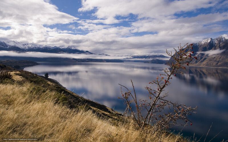 Lake and mountains landscape