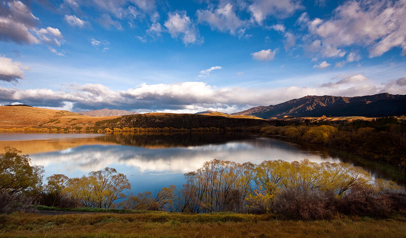 Lake and mountains landscape