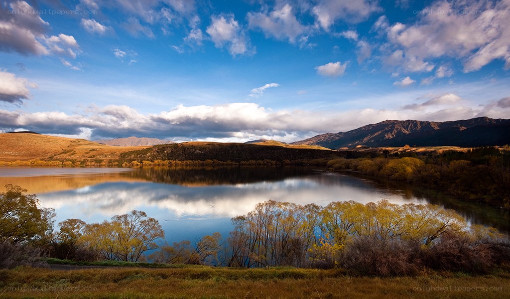 Lake and mountains landscape