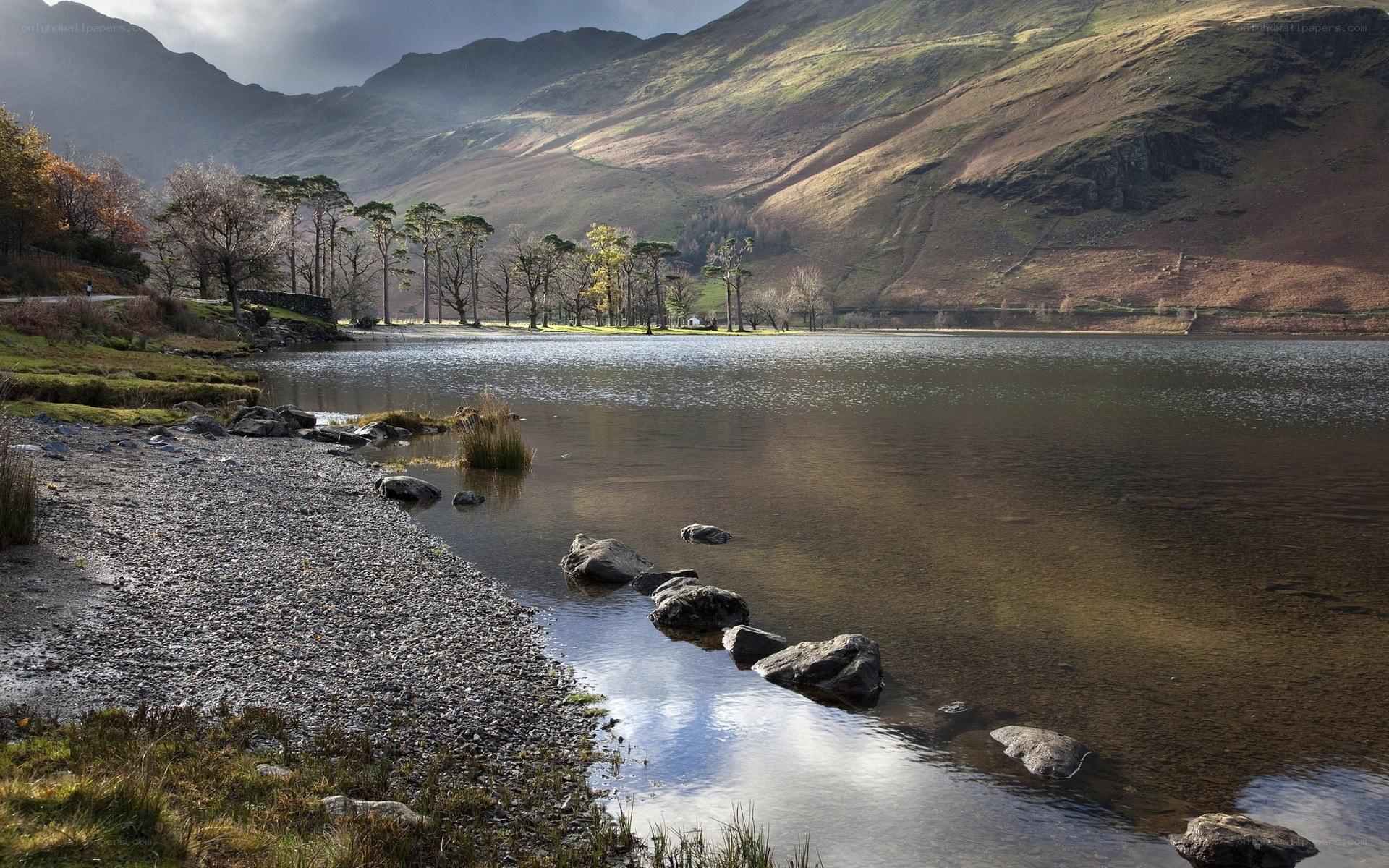 Lake and mountains landscape