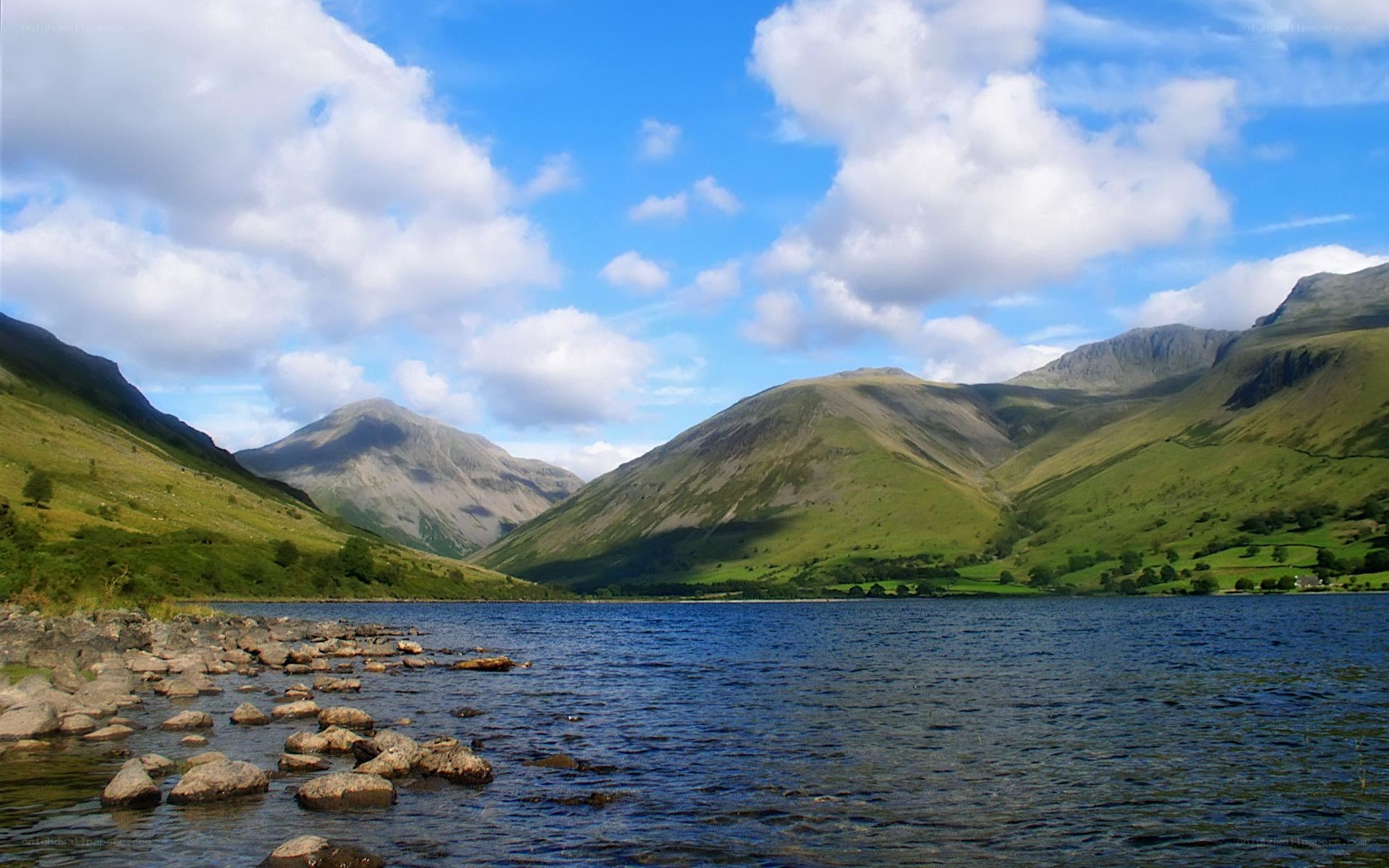 Lake and mountains landscape