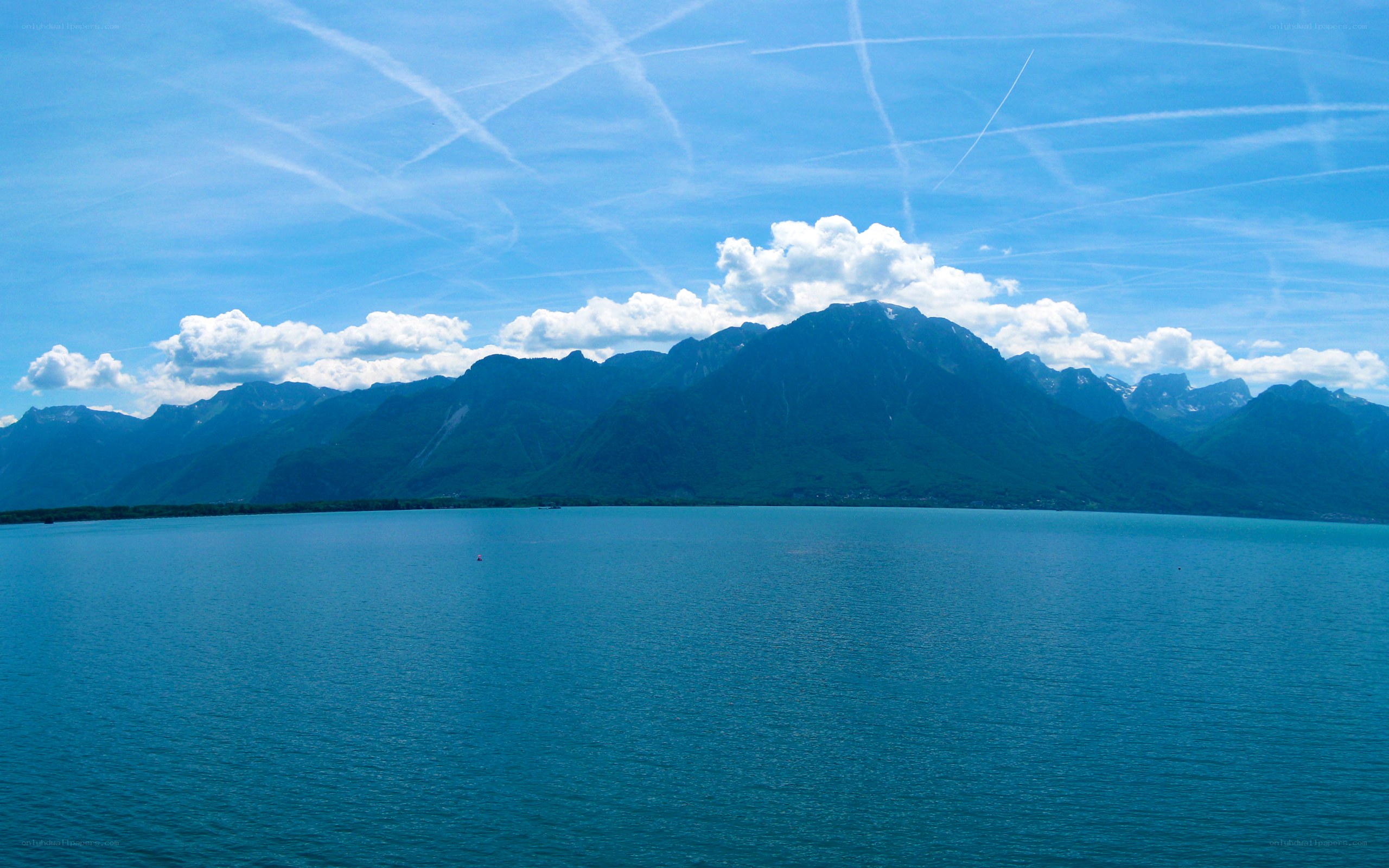 Lake and mountains landscape