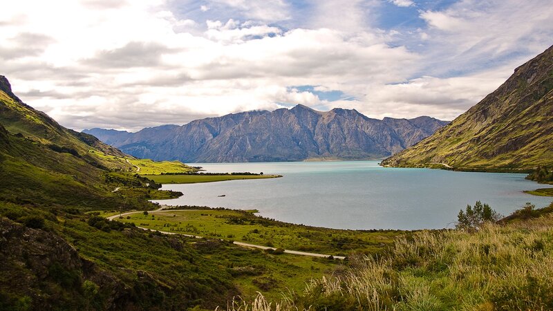 Lake and mountains landscape