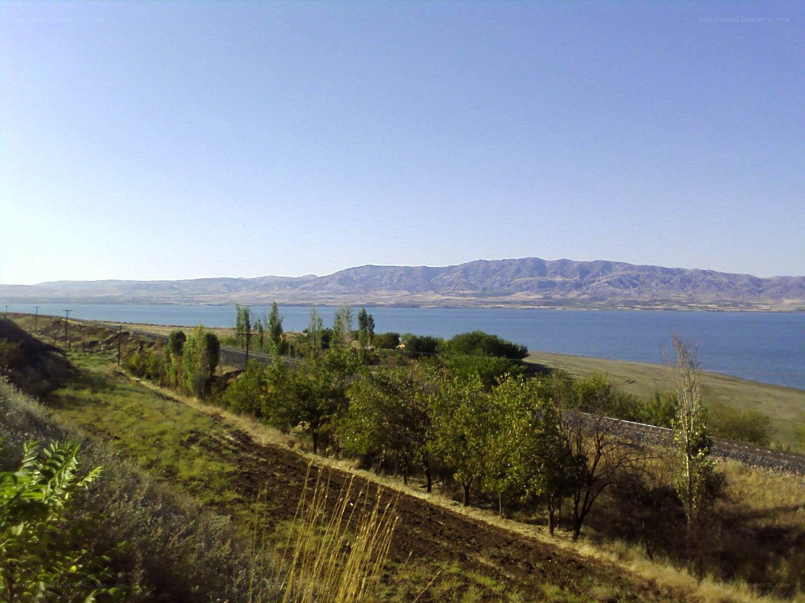 Lake and mountains landscape