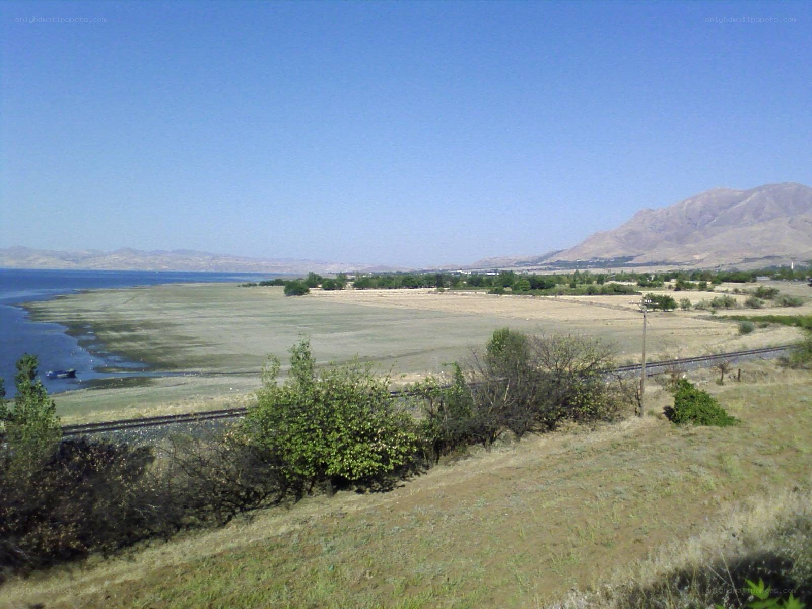 Lake and mountains landscape