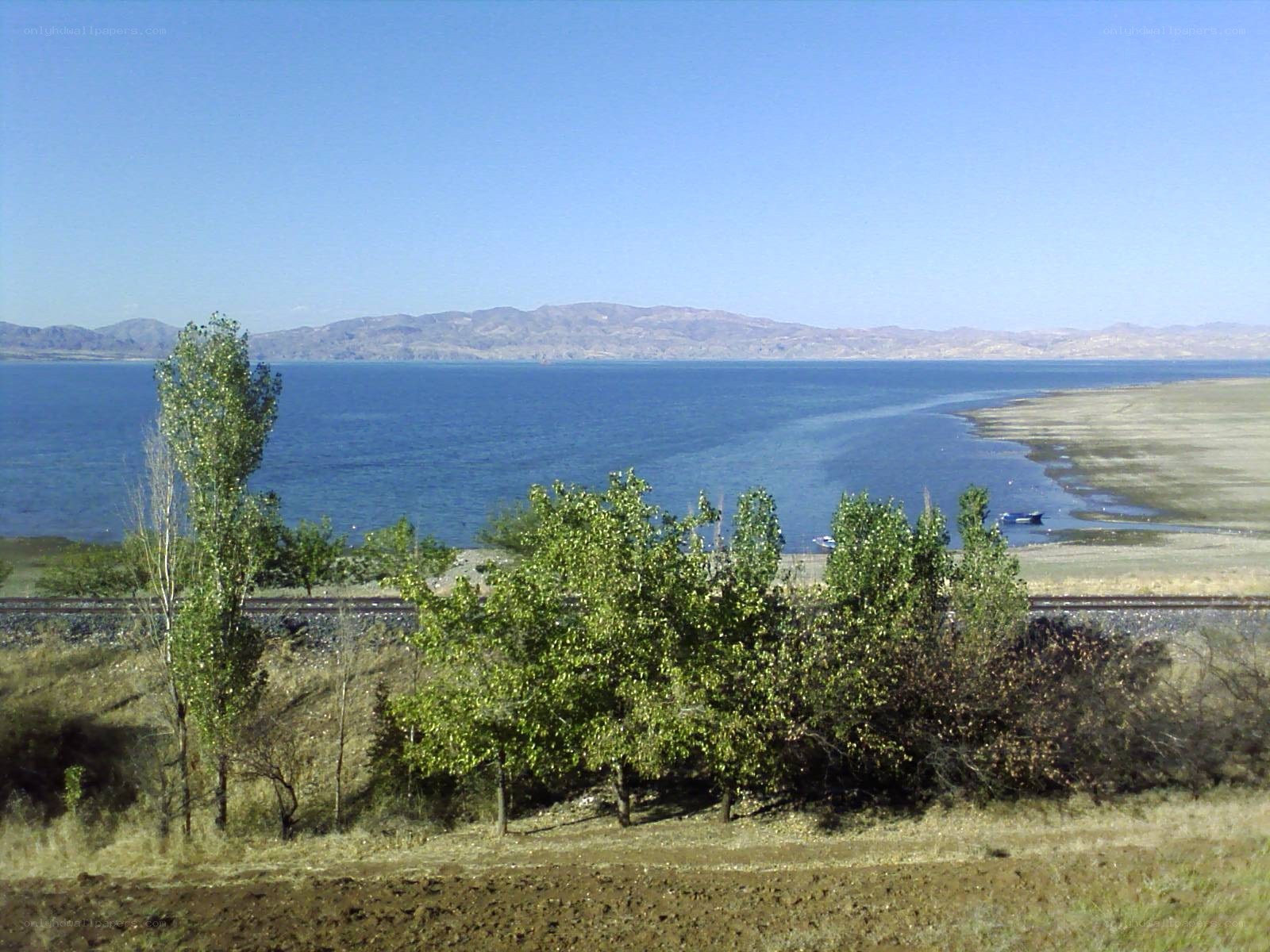 Lake and mountains landscape